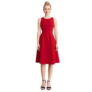 Kate Spade Red Retro Inspired Fit & Flare Pleated Sleeveless Dress Size 6